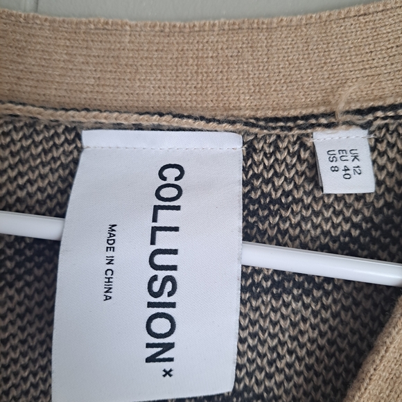 Collusion Houndstooth Cropped Cardigan Size 8 - Picture 2 of 5